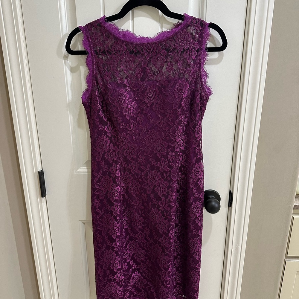 Liliana Deep Purple Lace Midi Dress